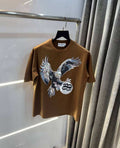 Bluoran g Brown Eagle Print Imported Oversized T-Shirt