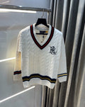 Ralph  Lauren White Embroidery Logo Imported Knitted Pull Over