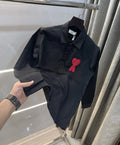 Ami Paris Black Embroidery Logo Imported Shirt