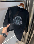 Essentia l Black  Logo Print Imported Premium Sweatshirt