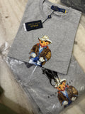 Ralp h lauren Grey New Teddy Logo Premium T-Shirt