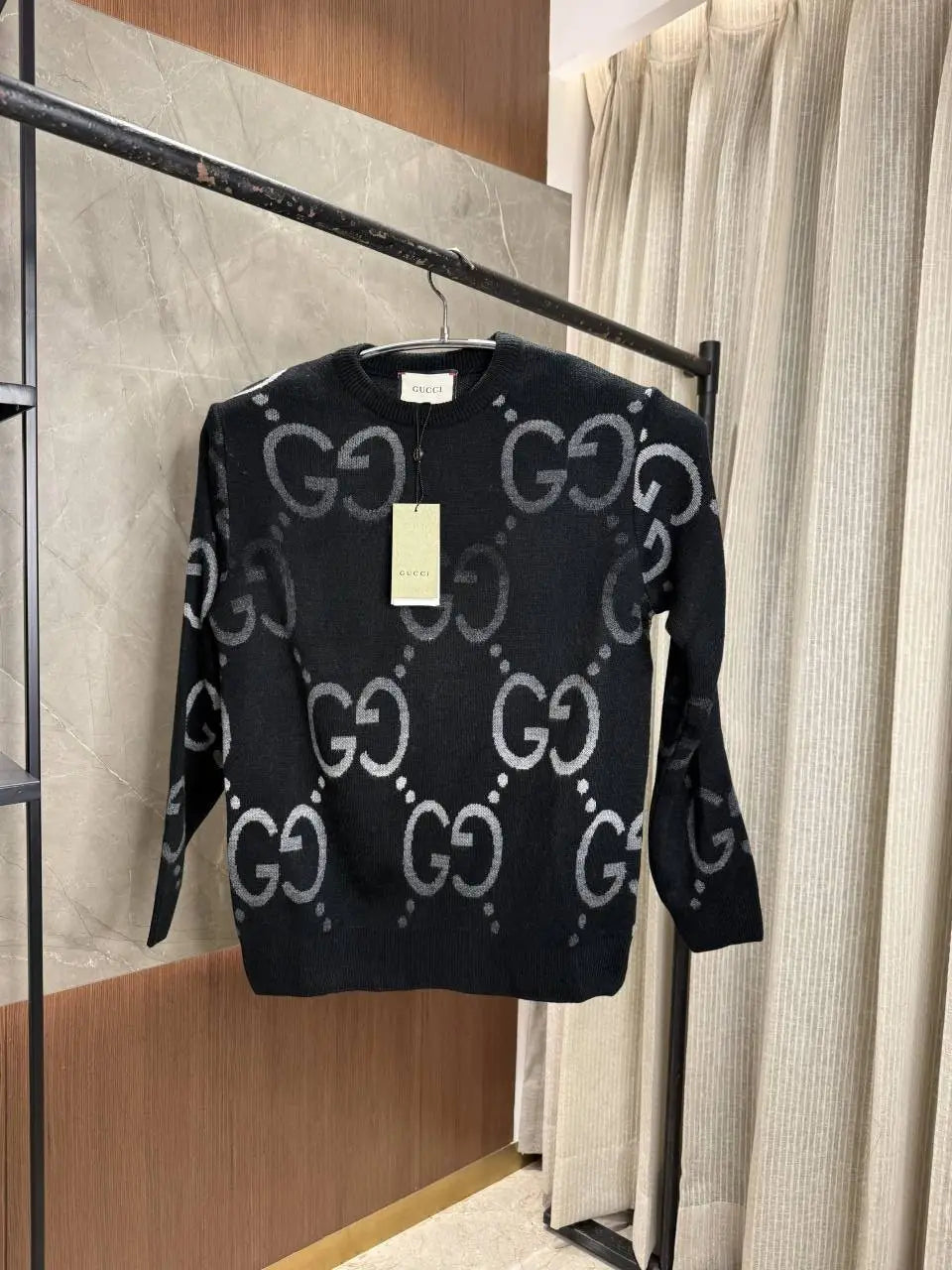 GUCC_I GG BLACK IMPORTED KNITTED PULLOVER