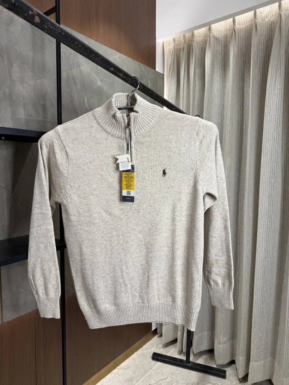 RALPH LAURE_N POLO KNITTED LIGHT BEIGE PREMIUM NECK PULLOVER