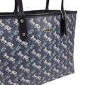 Coach Horse Carriage Print Mini Tote Bag With OG Box Dust Cover & Carry Bag Blue 88003