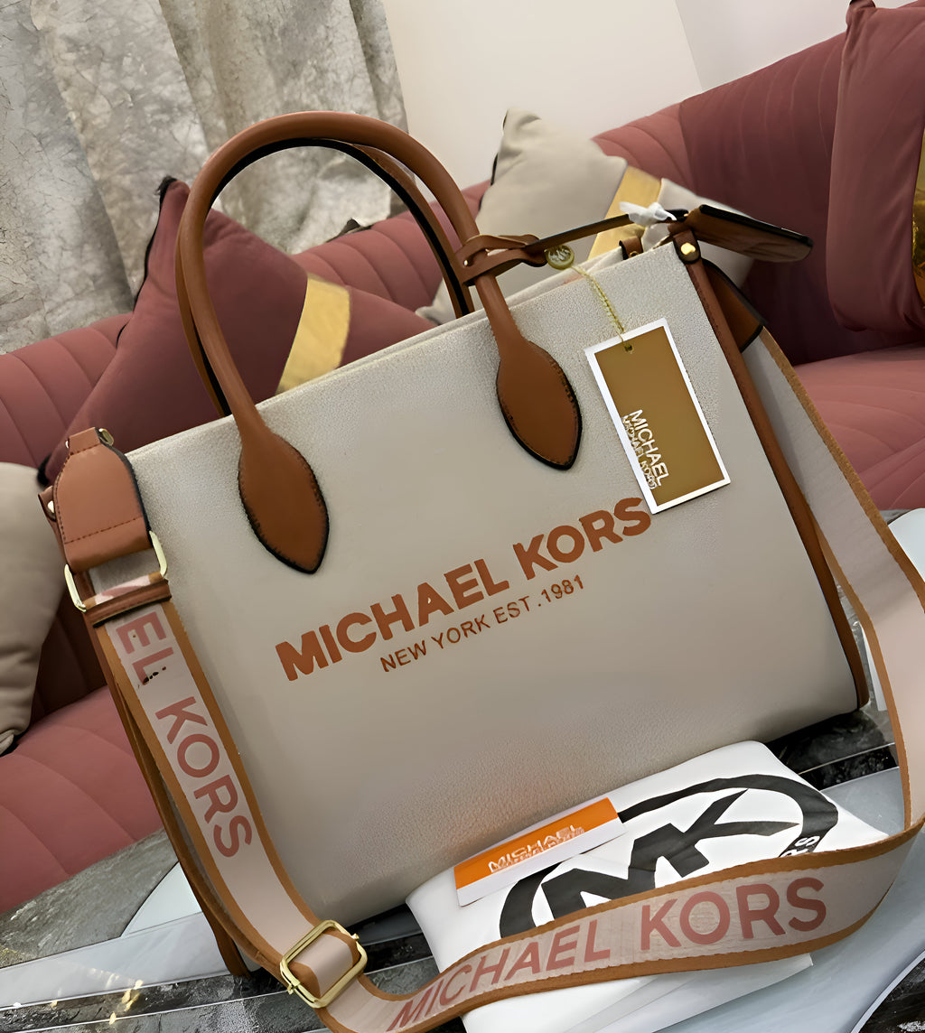 Michael Kors Handbag Mirella Tote Canvas With Dust Bag 223201 Beige Brown