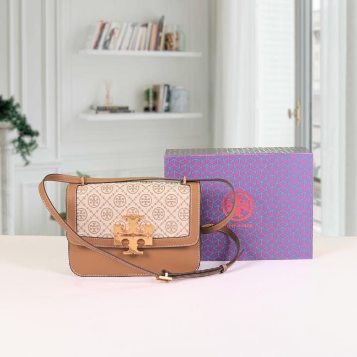Tory Burch Eleanor Premium Quality Shoulder Bag With OG Magnetic Box & Dust Bag (Denim Brown 1134)