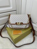Michael Kors Parker Medium Logo Beige Brown Messenger Bag With OG Box Dust Cover & Carry Bag 100828 Beige Brown