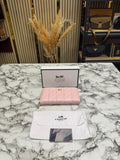 Coach Quilted Zipper Premium Wallet Includes Card Box And Dust Bag (CD003-Pink)