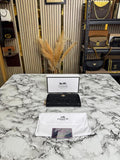 COACH EMBOSSED ZIP WALLET WITH GOLD HARDWARE INCLUDES BOX AND DUST BAG (CD002-BLACK)