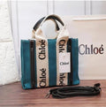 Chloe Dark Green Black Cloth Brown Canvas Medium Canvas Woody Tote With Dust Cover Dark Green Black