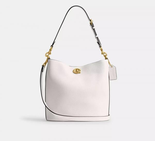 Coach Willow Bucket Bag Polished Pebble Leather With OG Box &Dust Cover Carry Bag633377 Beige