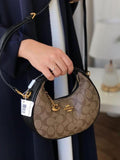 Coach Small Jonie 22 Half Moon Leather Shoulder Bag In Signature Apricot Black 2088