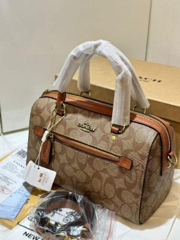 coach Rowan Signature Canvas Stachel Bag With Box Dust cover Sling Belt 5820