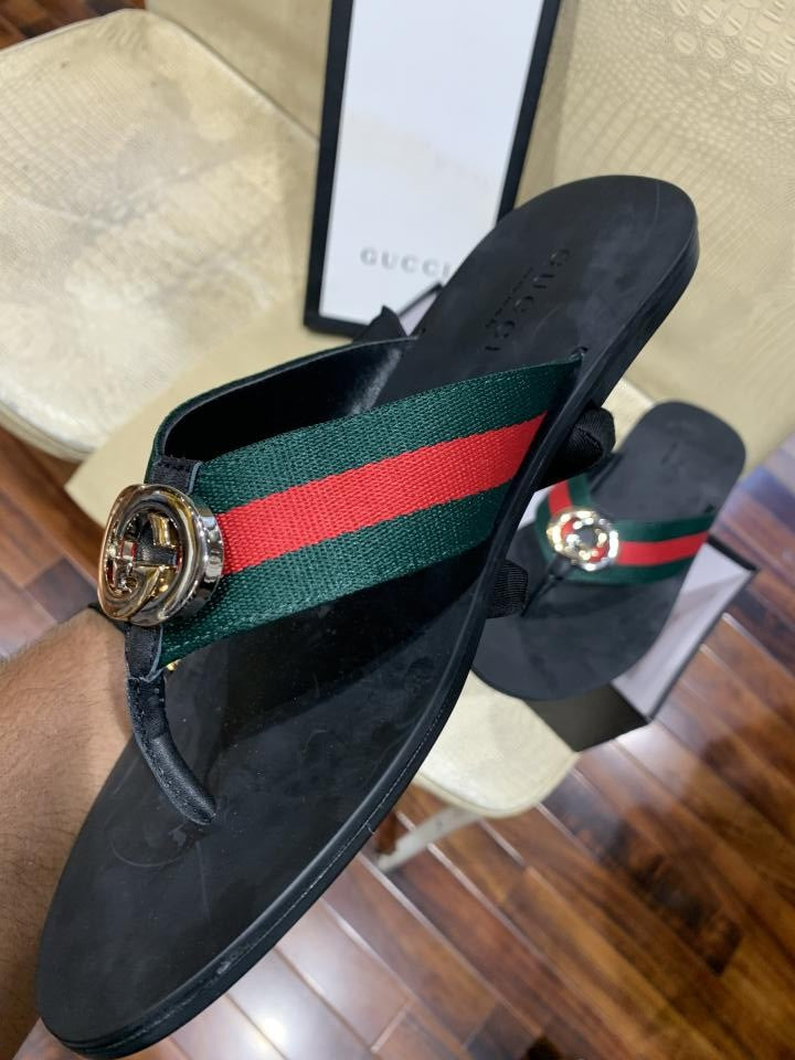 GUCCI THONG WITH WEB PREMIUM SLIDE
