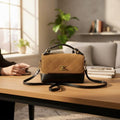 Chanel large top handle flap suede material handbag with box 6055