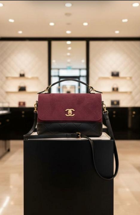 Chanel large top handle flap suede material handbag with box 6057