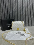 Chanel White Mini Flap Crossbody Bag With Original Box Dust Cover