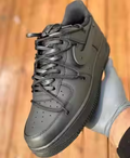 Nike Airforce 1 black leather rope