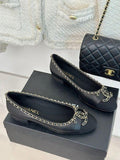 Chanel Ballet Flats Black CC Logo For Women With  Box  & Carry Bag G34087