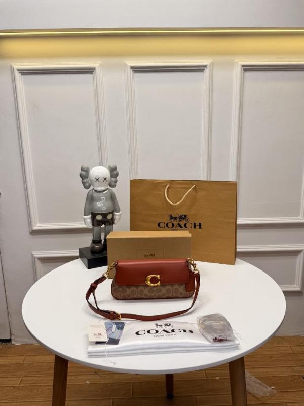 Coach Small Jet Shoulder Bag With OG Box Dust Cover & Carry Bag Apricot Brown CAM16