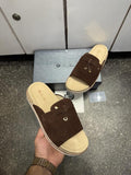 Loro Piana Suede Brown Slides Premium