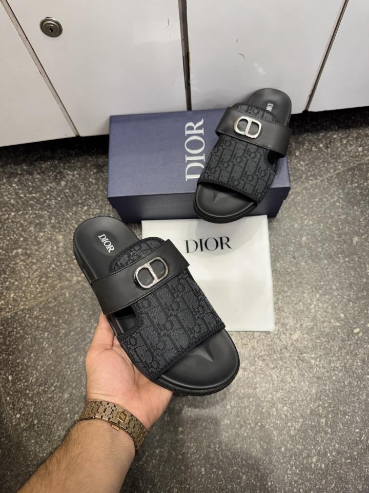 Dior Aqua Oblique Sandals Slides Black Premium