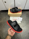 Christian Louboutin Strapt Rubber Spike Slipers Black Premium Sandals Slides