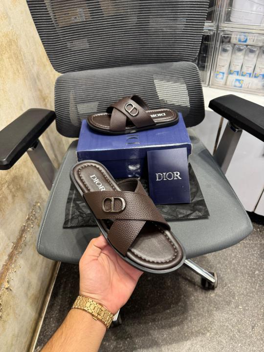 DIOR CROSS PATTERN DARK BROWN CHAPPAL 061