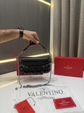 VALENTINO GARAVANI BLACK CRYSTAL EMBELLISHMENT LOCO SMALL SHOUDER BAG WITH OG BOX