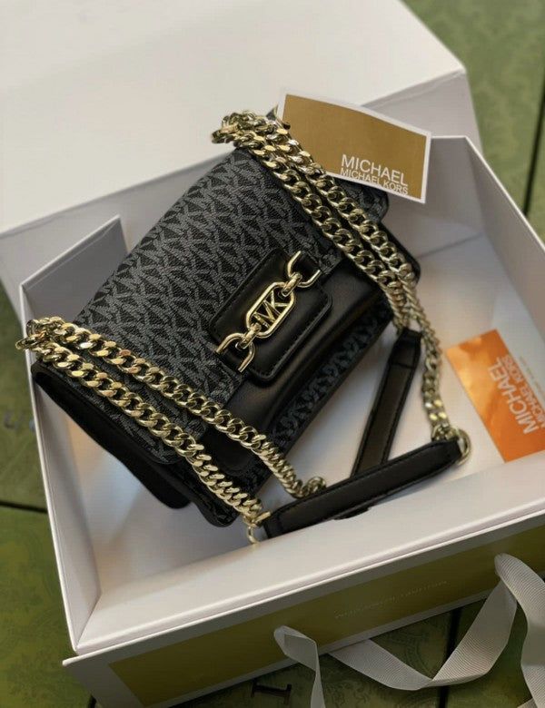 Michael Kors MK Heather Shoulder Bag With OG Box & Dust Bag  100836 Black