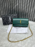 YSL Sunset Green Small Shoulder Bag With OG Box & Dust Cover 8878 Green