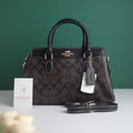 Coach Darcie  Carry all Signature Canvas with Brown & Black color scheme With OG Box Dust Cover 2387 Coffee Black
