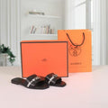 Hermes Paris Birkin Premium Flats With OG Box & Carry Bag Black 889