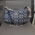 Coach Teri Denim Blue Chamray Shoulder Bag With OG Box Dust Cover Denim Blue