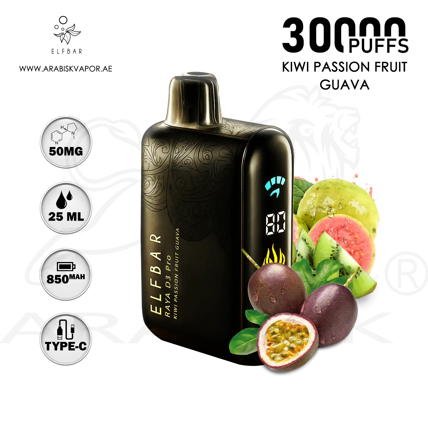 elfbar raya d3 pro 30k Puffs  kiwi Passion Fruit