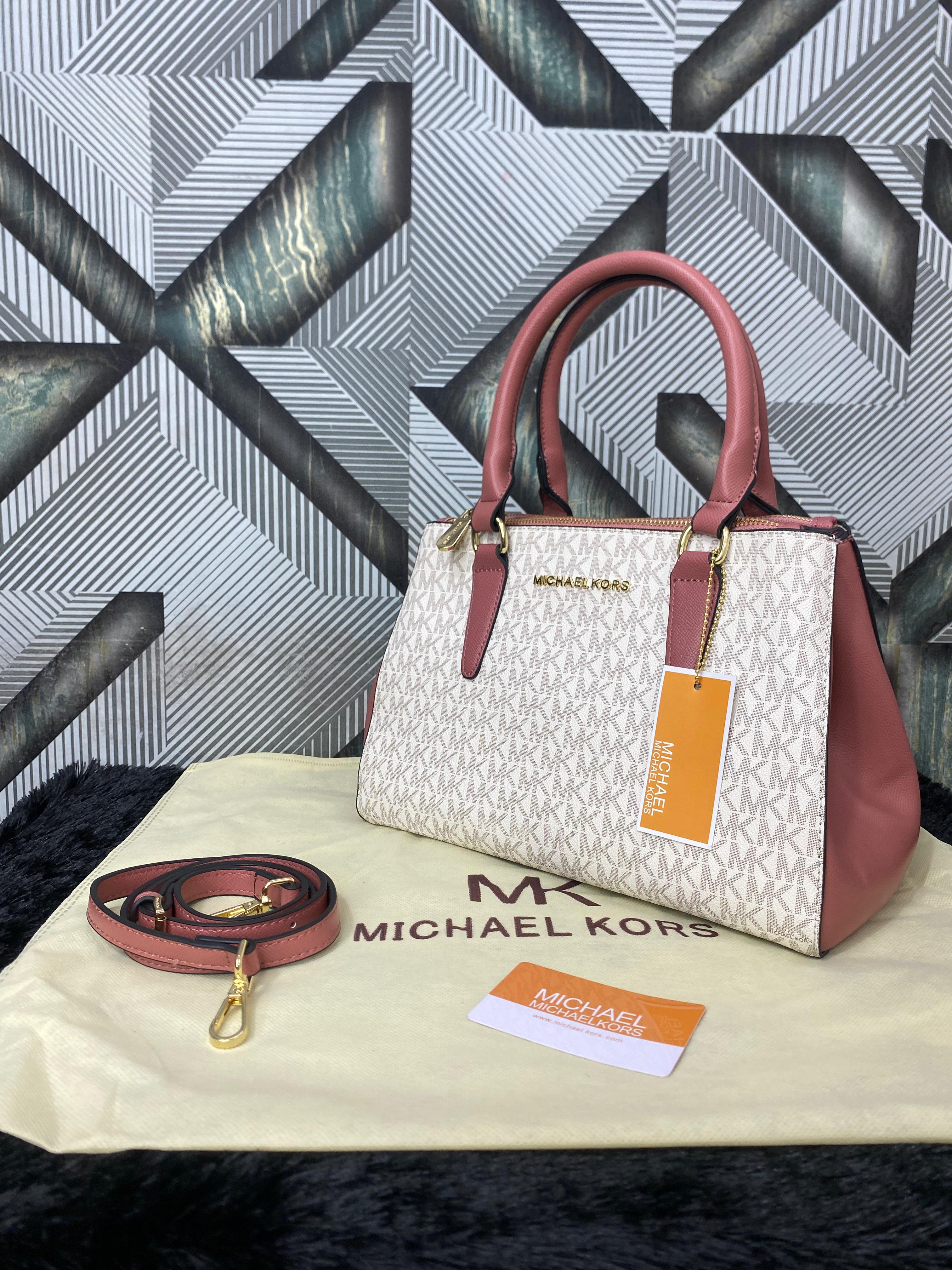MICHAEL KORS LAILA WHITE PINK SATCHEL