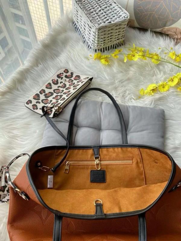 LOUIS VUITTON LV NEVERFULL BROWN TOTE BAG WITH LV DUST BAG