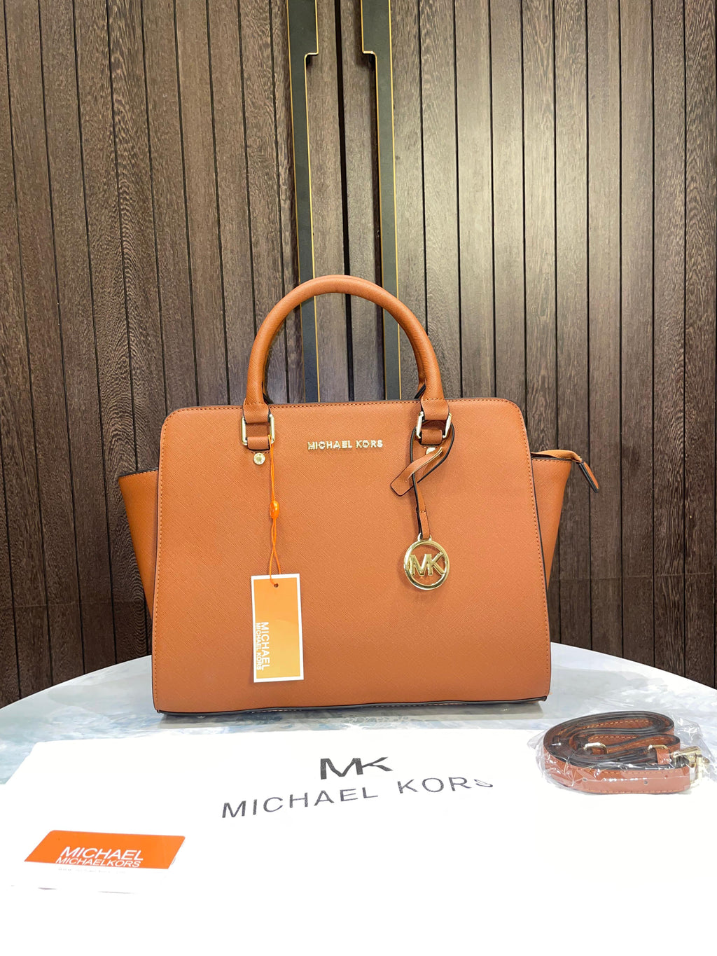 Michael Kors SELMA SATCHEL Handbag with extra sling belt and dust cover 470