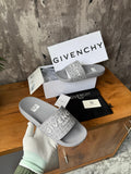 Givenchy Gray Logo Patch Monogrammed Sandals Mens